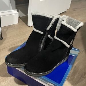 White Mountain‎ Teague Black Suede Winter Boots Womens Size 8M Fleece Lined